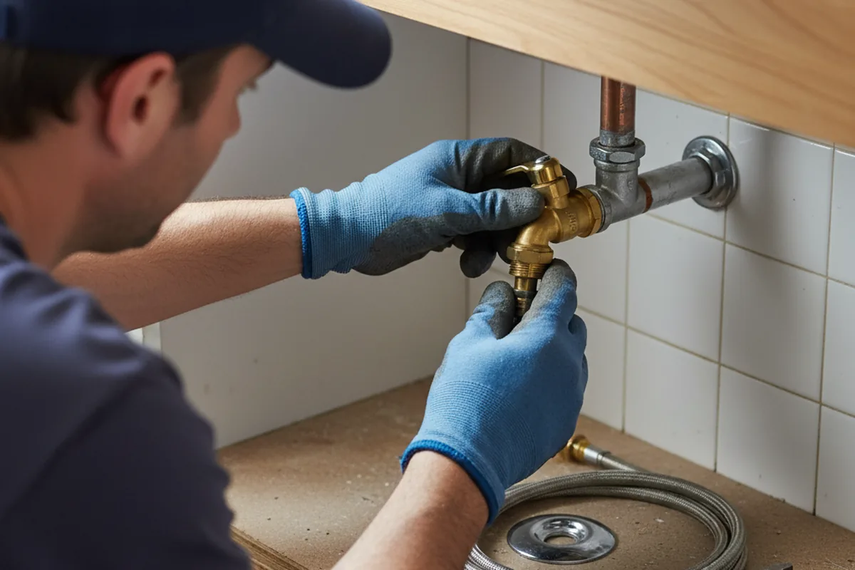 Shutoff valve and fitting work during Faucet and Fixture Repair in Elmer